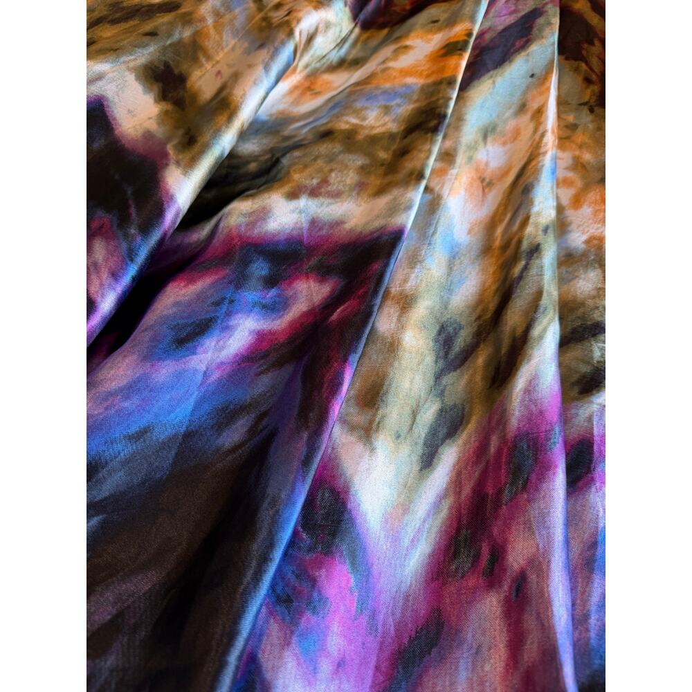 Boho Hippie Tie Dye Retro Silkey Elastic Waist Maxi/ Midi Skirt Lg Her Destiny - Picture 9 of 16